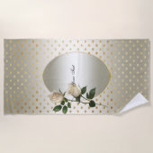 Roses blanches Gold Hearts Beach Serviette (Devant)