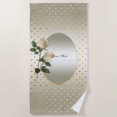 Roses blanches Gold Hearts Beach Serviette (Devant)