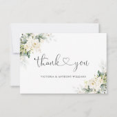 Roses blanches Mariage plat Merci plat (Devant)