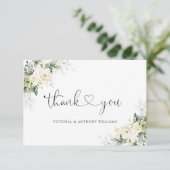 Roses blanches Mariage plat Merci plat (Debout devant)