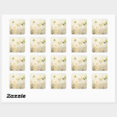 ROSES BLANCHES MARIAGE SQARE ENVELOPE SEAL STICKER (Feuille)