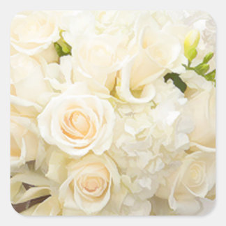 ROSES BLANCHES MARIAGE SQARE ENVELOPE SEAL STICKER