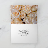 Roses blanches modernes Floral Bonne carte d'anniv (Intérieur)