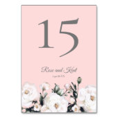 Roses blanches | Numéro de table Mariage rose (Dos)