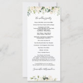 Roses blanches Programme de mariage des oliviers (Dos)