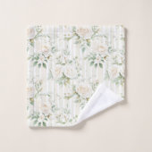 Roses Blanches Romantiques Bleues Bleues Blancs Ba (Gant de toilette)