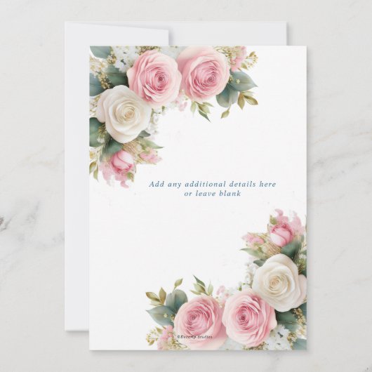 Roses blanches roses Bébés Respiration Faire-part (Dos)