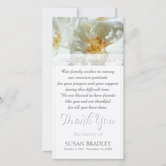 Roses blanches sauvages Merci de sympathie avec l' (Devant)