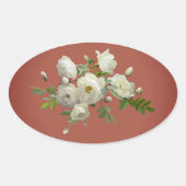 Roses blanches sur autocollant vert onirique (Devant)