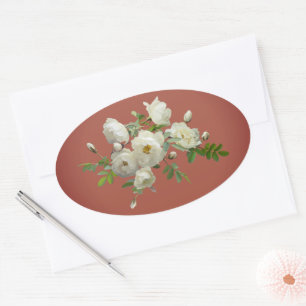 Roses blanches sur autocollant vert onirique