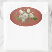 Roses blanches sur autocollant vert onirique (Sac)
