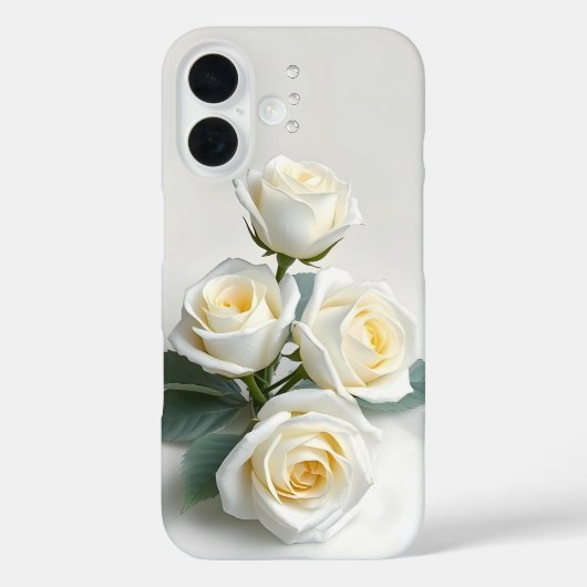 Roses blanches sur blanc pur - coque iphone Coque- (Verso)