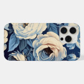 Roses blanches sur fond bleu indigo (Verso Horizontal)