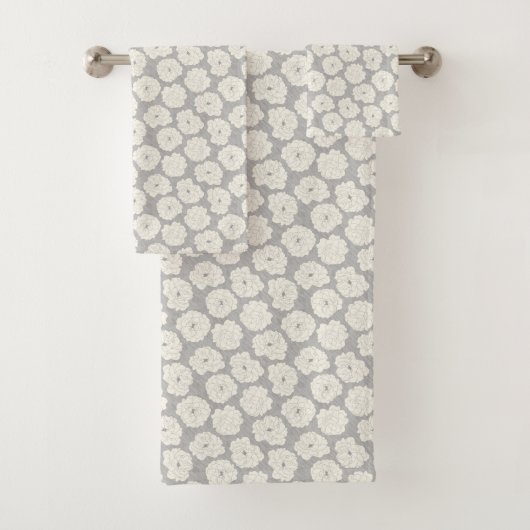 Roses blanches sur gris clair - motif sans soudure (En situation)
