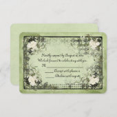 roses blanches sur vert avec cadre noir RSVP (Devant / Derrière)