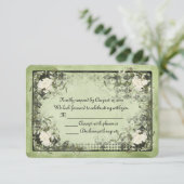 roses blanches sur vert avec cadre noir RSVP (Debout devant)