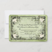 roses blanches sur vert avec cadre noir RSVP (Devant)