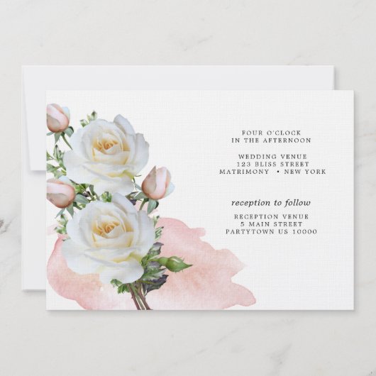 Roses blanches - Traditionnel | FAIRE-PART DE MARI (Dos)