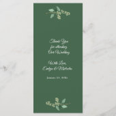 Roses blanches Vert Mariage Dîner Menu (Dos)