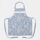 Roses blanches vintage sur tablier bleu brise (Recto)