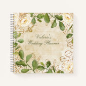 Roses blanches vintages avec Carnet spiral de feui (Devant)