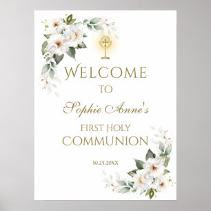 Roses blancs 1ère Affiche de bienvenue de la saint