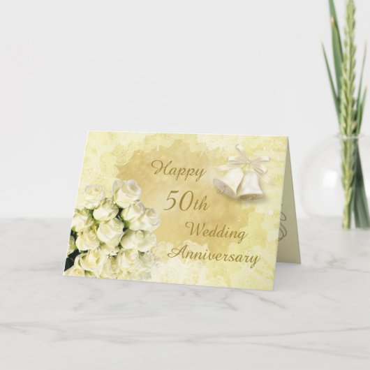 Roses blancs, carte d'anniversaire de mariage de (Devant)