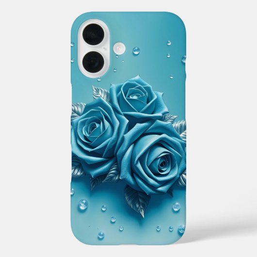 Roses bleu Icy avec droplets Coque-Mate coque ipho (Verso)