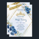 Roses bleu marine Mis Quince Invitation<br><div class="desc">Roses bleus de la Marine Mis Quince Invitation Mis Quince Anos,  15e anniversaire, </div>