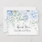 Roses bleu pâle et blanc Carte de remerciements fl (Devant)