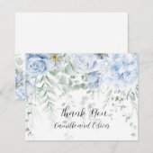 Roses bleu pâle et blanc Carte de remerciements fl (Devant / Derrière)