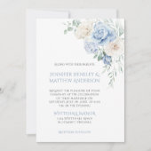 Roses Bleues et Blancs, Faire-part de mariage de p (Devant)