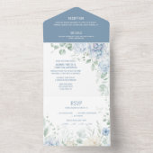 Roses Bleues et Blancs, Faire-part de mariage de p (À l'intérieur)