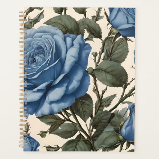 Roses Bleus Et Feuilles Verts, (Devant)