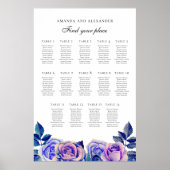 Roses bleus violets. Tableau des sièges mariages 1 (Devant)