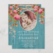 Roses Blue Barn Wood Birthday (Voorkant / Achterkant)