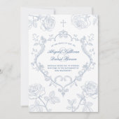 Roses Blue Crest Catholic Wedding Kaart (Voorkant)