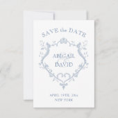 Roses Blue Crest Wedding Save The Date (Devant)