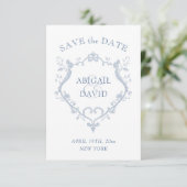 Roses Blue Crest Wedding Save The Date (Debout devant)