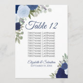 Roses Boho Bleu Sièges Tableau Numéro de table Gra (Devant)