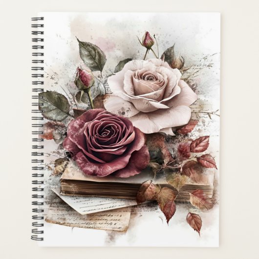 Roses bordeaux et blanches avec des lettres et des (Devant)