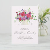 Roses botaniques rouges faire-part de mariage (Debout devant)