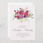 Roses botaniques rouges faire-part de mariage (Devant / Derrière)