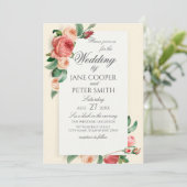 Roses bouquet floral Wedding Invitation (Debout devant)
