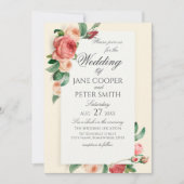 Roses bouquet floral Wedding Invitation Kaart (Voorkant)
