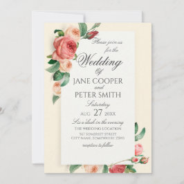 Roses bouquet floral Wedding Invitation Kaart