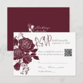 Roses Bourgogne avec carte de réponse de code QR (Devant / Derrière)