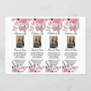 Roses Butterflies Funeral Bladwijzer Kaart