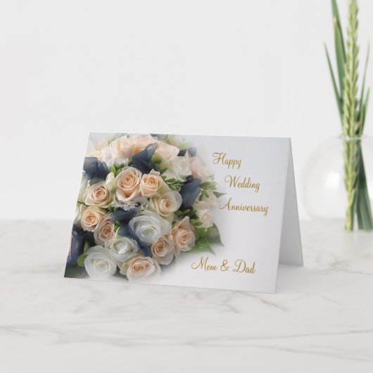 Roses, carte d'anniversaire de mariage pour la (Devant)