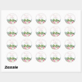 Roses Classic Round Wedding Sticker (Vel)